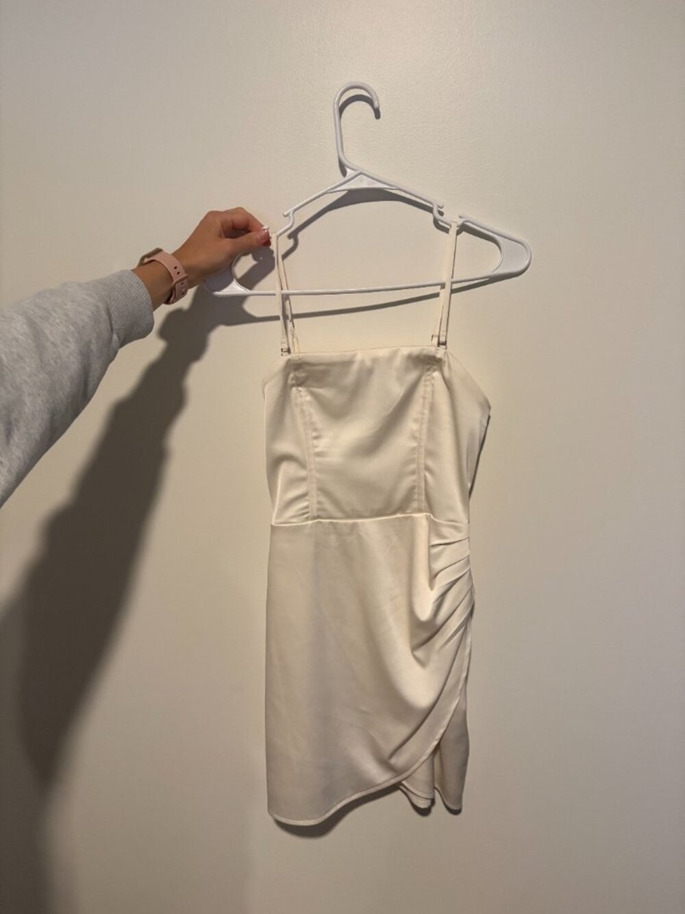 Hollister Ivory Satin Ruched Side Mini Dress XS